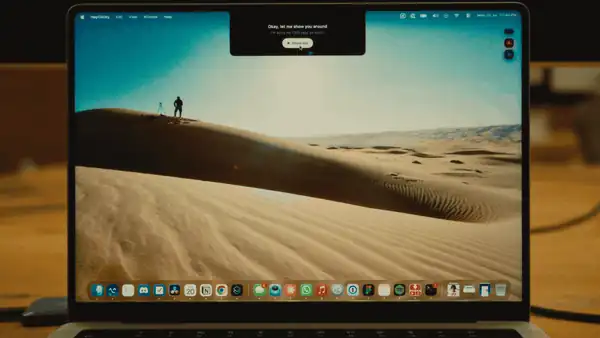 The hands-on onboarding tutorial guiding a new user through their first interactions